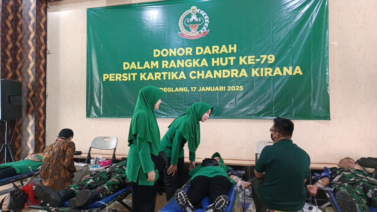 Aksi Sosial Donor Darah, Warnai HUT Ke-79 Persit Kartika Chandra Kirana Di Kodim 0601/Pandeglang