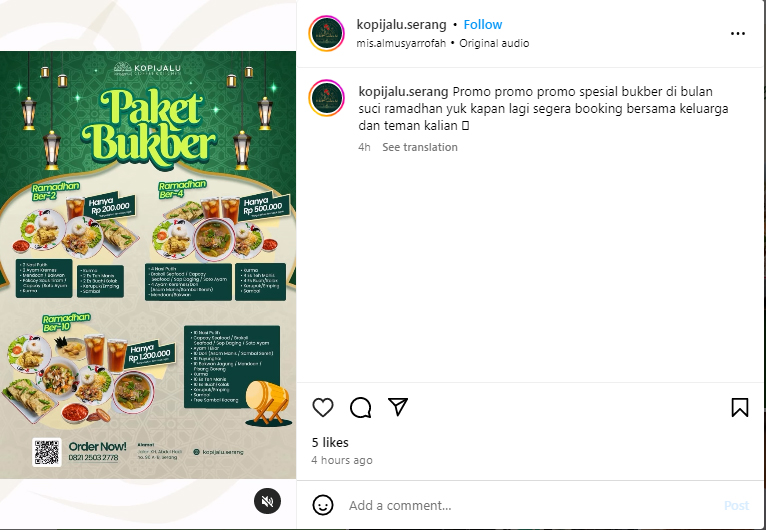 Kopi Jalu Tempat Nongki di Kota Serang dan Cocok Untuk Bukber Bareng Keluarga dan Teman