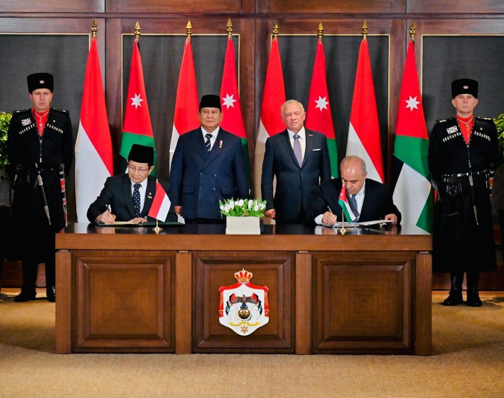 Presiden Prabowo dan Raja Abdullah II Saksikan Penandatanganan Empat MoU Strategis Indonesia–Yordania