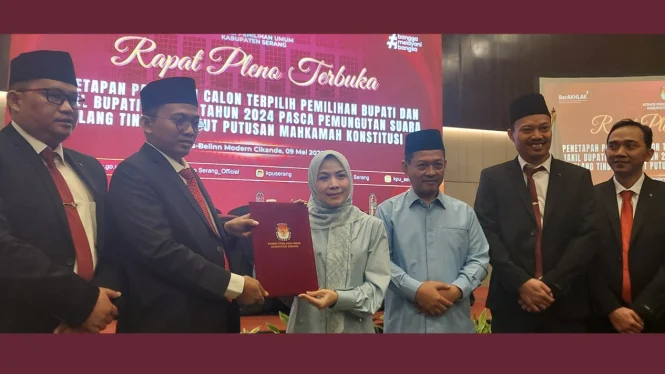 KPU Kabupaten Serang Tetapkan Ratu Zakiyah Dan Najib Hamas Sebagai Bupati Dan Wakil Bupati Serang Terpilih Untuk Periode 2024-2029