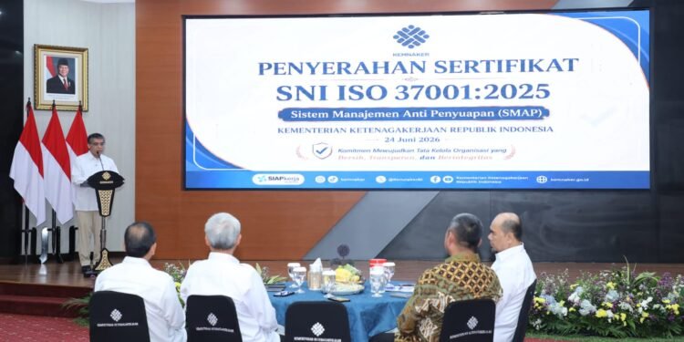 Sertifikasi ISO Anti Penyuapan Diperoleh, Kemnaker Tingkatkan Pengawasan