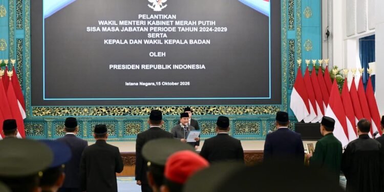 Presiden Prabowo Lantik Kepala BNPB serta Kepala dan Wakil Kepala BPGMN