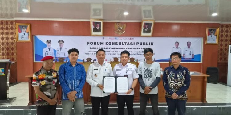 Optimalisasi PAD Kabupaten Serang, Bapenda Libatkan para Camat Sekabupaten Serang beserta pengelola pbb bphtb, Rektor Unsera, Ketua Umum Ormas Patriot Pejuang Bangsa Akhmad Jaya Soepena, Pimpinan Media Bisnis Banten Melalui Forum Konsultasi Publik